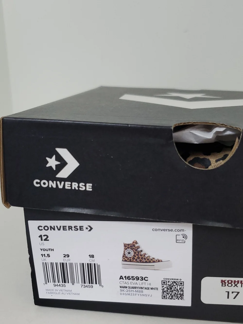 Converse CTAS Eva Toddler Platform Hi Top Sneakers Leopard Print Size 12 NIB